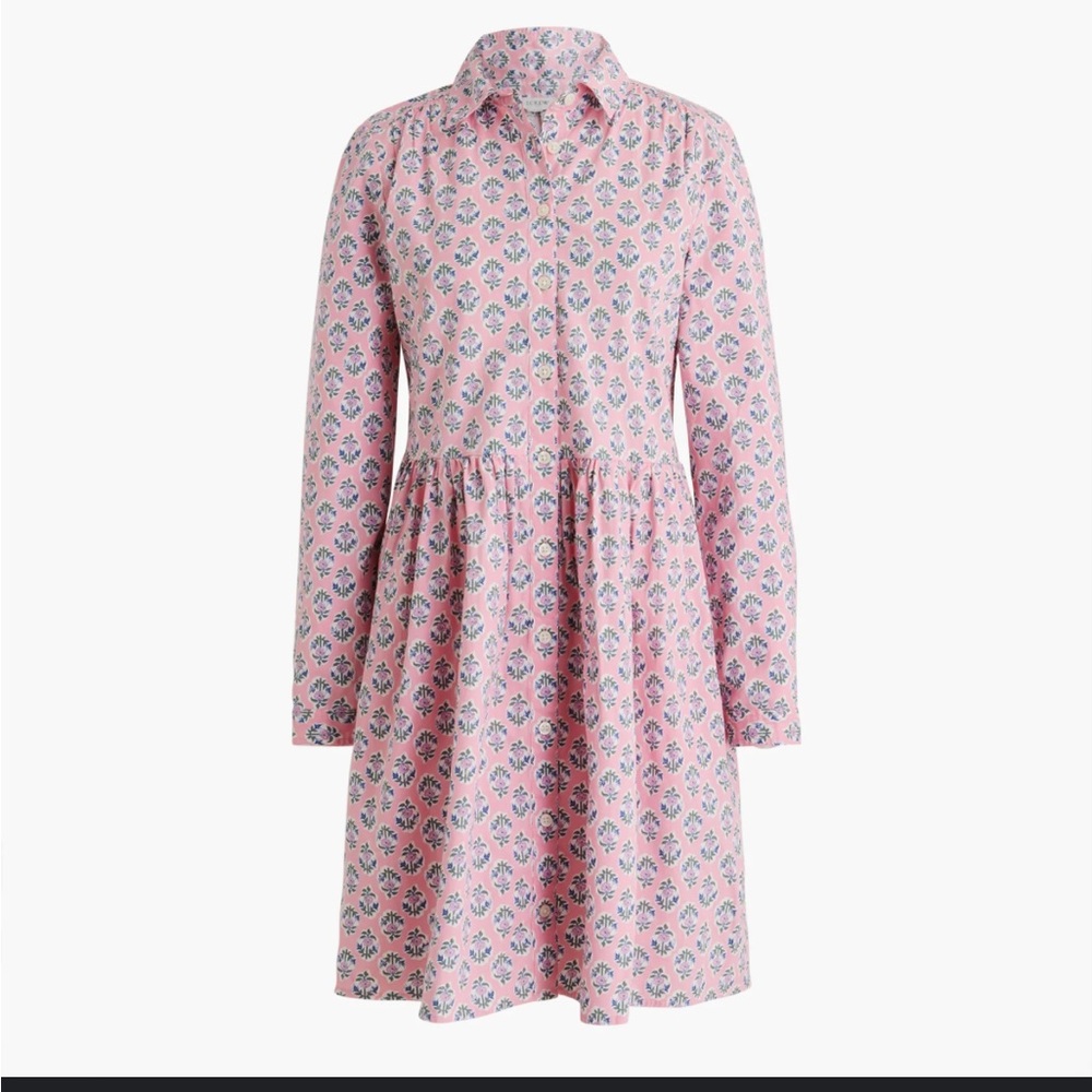 Printed collard shirt dress